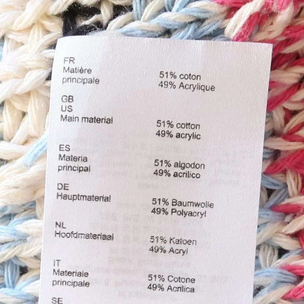 Maje Missy Multicolor Stripe Fringe Knit Long Sleeve Open Front Cardigan Small S - Picture 10 of 15